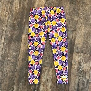 Nike Vibrant Purple and Yellow Floral Dri-fit Leggings